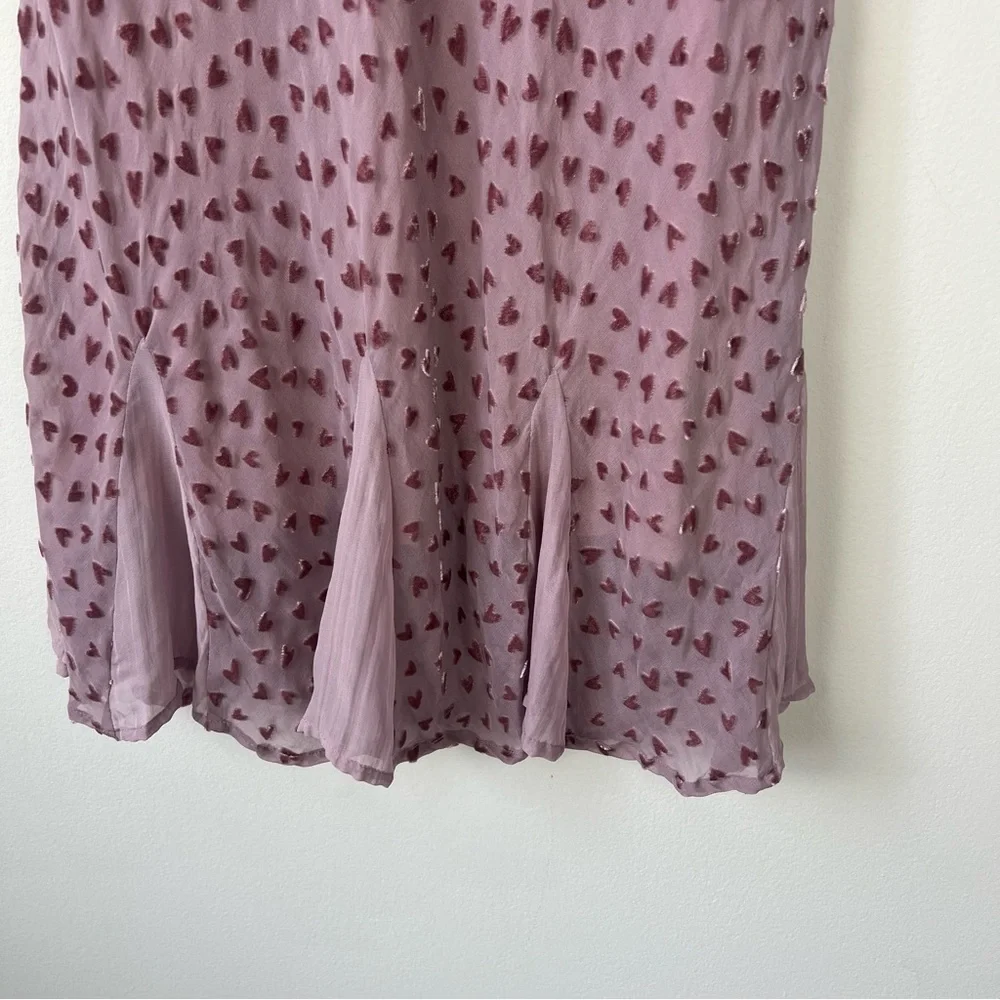 Per Una Silk Pink Swiss Dot Heart Maxi Skirt